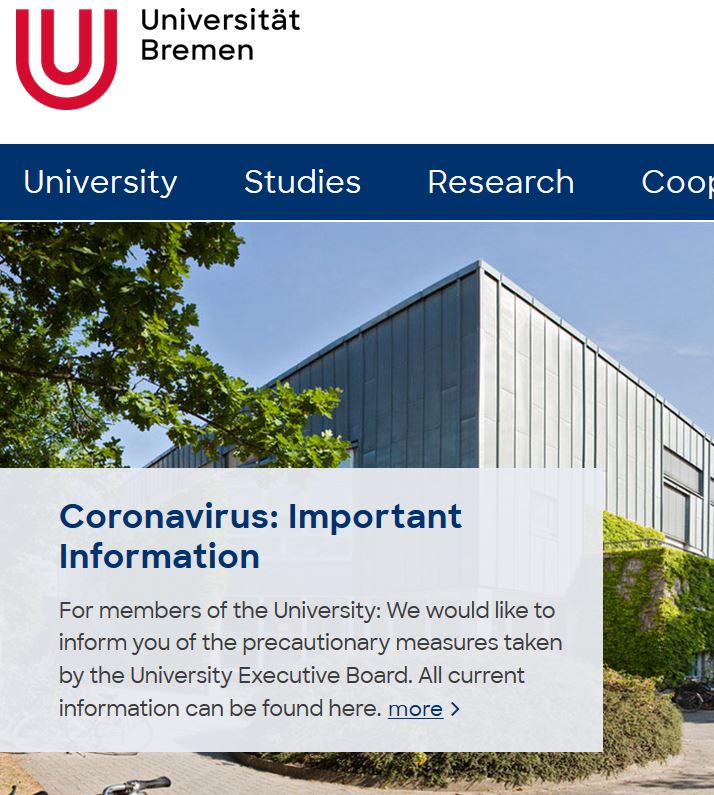 Screenshot Website Uni Bremen